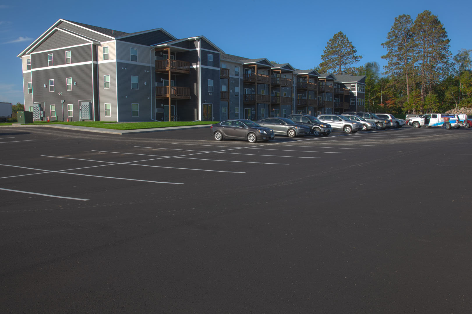 Paved parking lot of local apartment complex