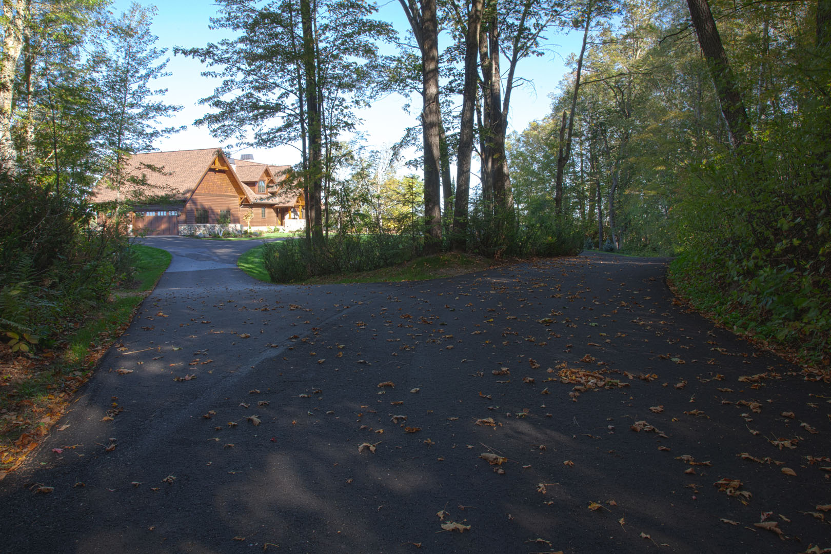 Freshly paved driveway for a residential home